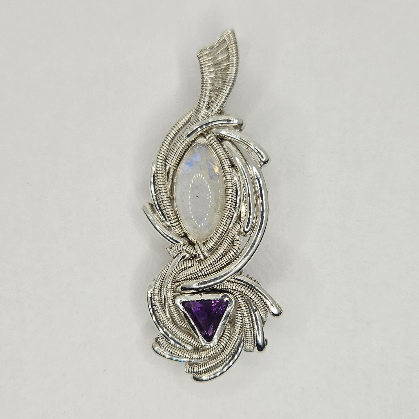 Freedom Formations- Moonstone and Amethyst Swirl Pendant