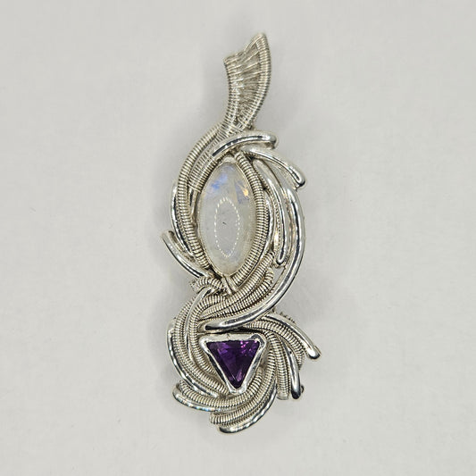 Freedom Formations- Moonstone and Amethyst Swirl Pendant