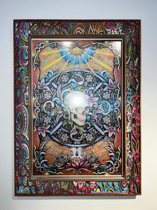 Dead Fish Studios | Scott Nicholson Mini Frame Collab | Pearl Linen Print in Custom Wood Frame