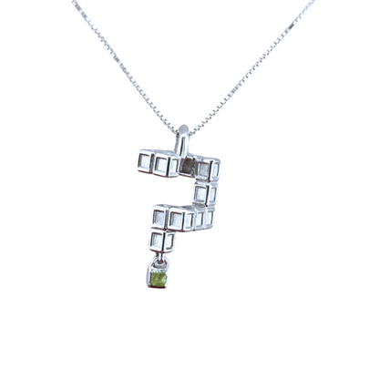 Apex x Catalyst | Silver Question Mark Pendant | Peridot