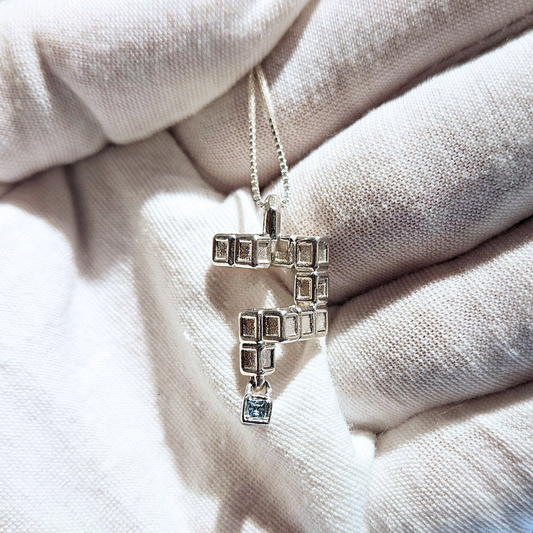 Apex x Catalyst | Silver Question Mark Pendant | Blue Topaz