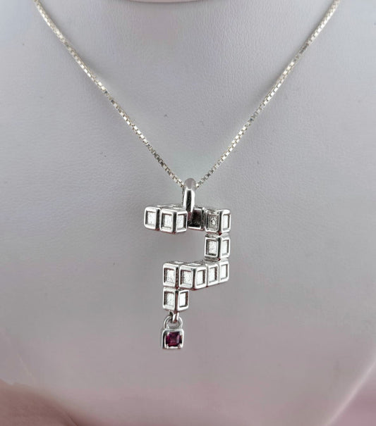 Apex x Catalyst | Silver Question Mark Pendant | Garnet