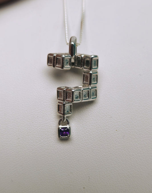 Apex x Catalyst | Silver Question Mark Pendant | Amethyst
