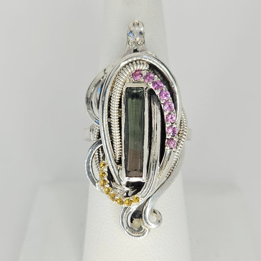 Freedom Formations- Tourmaline and Sapphire Ring